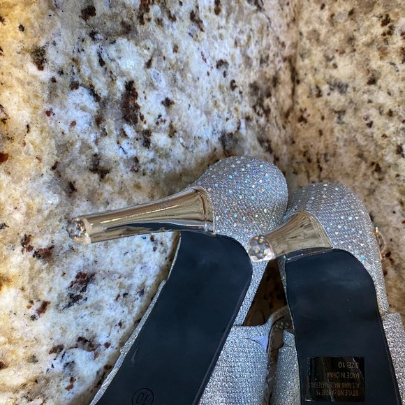 Rhinestone Sequin BLINGED Out Heels Wedding, Party, Prom, New Year! Size 10 - Picture 10 of 12